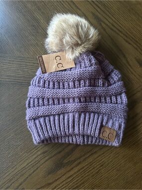 C.C Kids Lavender Knit Pom-Pom Beanie